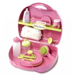 Set Puppe Minikiss Smoby Mit Kleid, 27 Cm Und Ein Rosa Wickelset In Einem Koffer Und Ein Kinderwagen Für Eine Puppe -Spielzeugpuppen Geschäft 024395 a smoby prebalovaci set