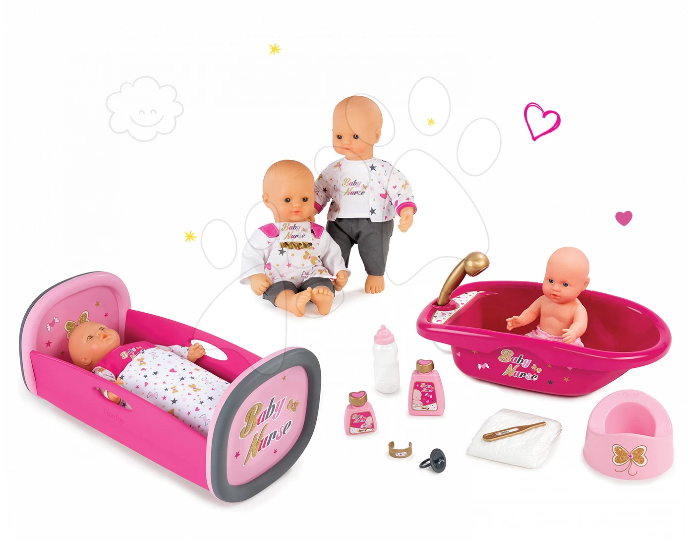 Puppenset Baby Nurse Gold Edition Smoby 32 Cm, Wiege Mit Karussell Und Puppenwanne 20 Puppenset Baby Nurse Gold Edition Smoby 32 Cm, Wiege Mit Karussell Und Puppenwanne – Bild 18