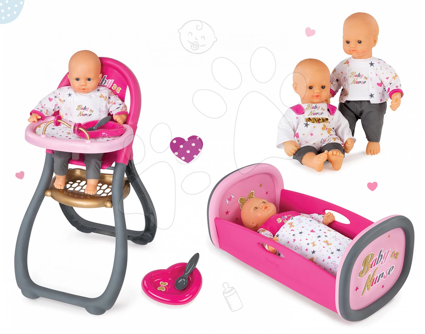 Set Puppe Baby Nurse Goldene Edition Smoby 32 Cm, Esszimmerstuhl Und Wiege Für Puppe Mit Karussell Ab 24 Monaten 15 Set Puppe Baby Nurse Goldene Edition Smoby 32 Cm, Esszimmerstuhl Und Wiege Für Puppe Mit Karussell Ab 24 Monaten – Bild 13