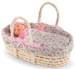 Weidenkorb Mit Decke Und Kissen Braided Basket Floral Corolle Für Eine 36-42 Cm Große Puppe CO141350