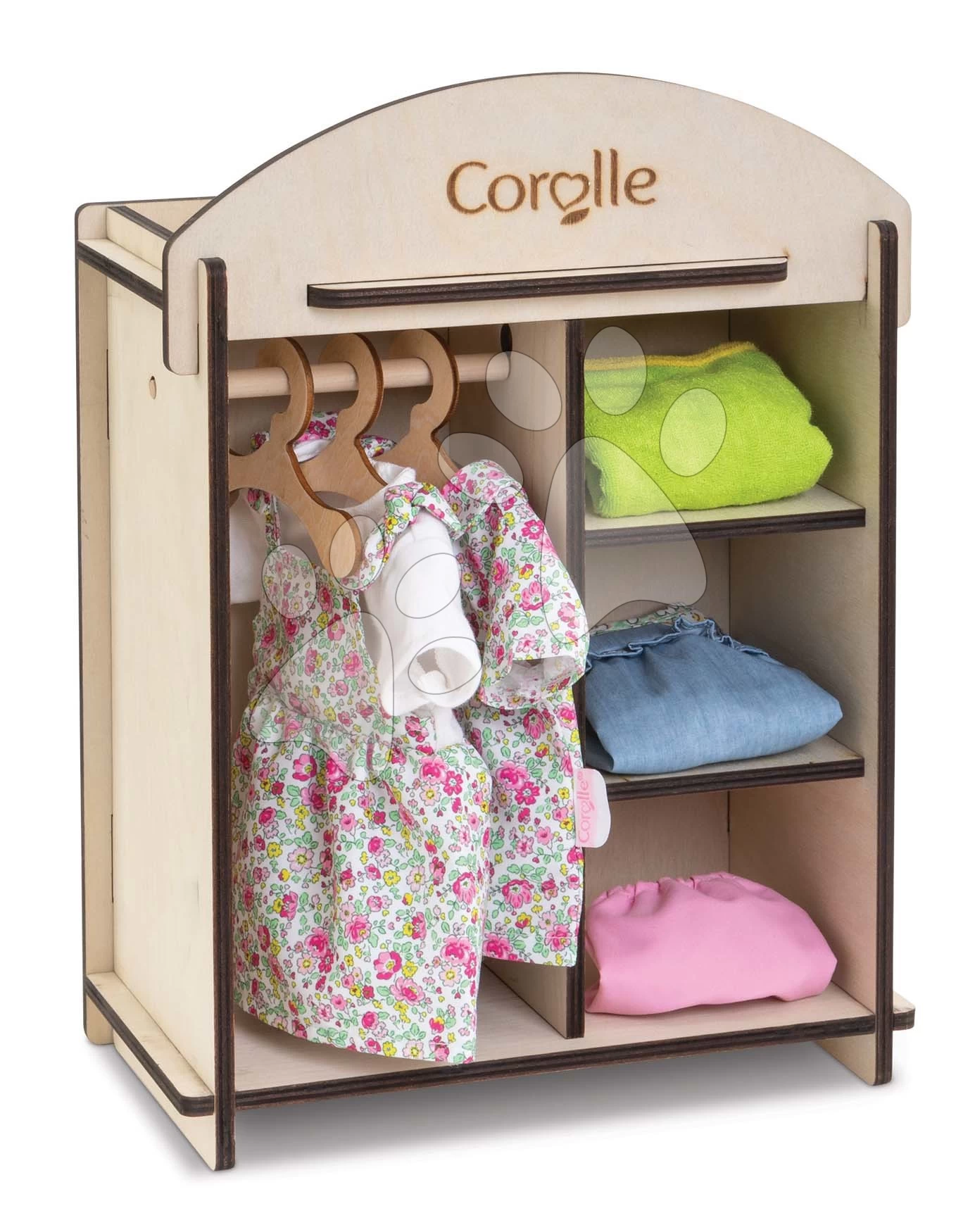 Kleiderschrank Wooden Dressing Room Corolle Für Eine 30-36 Cm Große Puppe Und 3 Holzbügel CO141380 3 Kleiderschrank Wooden Dressing Room Corolle Für Eine 30-36 Cm Große Puppe Und 3 Holzbügel CO141380