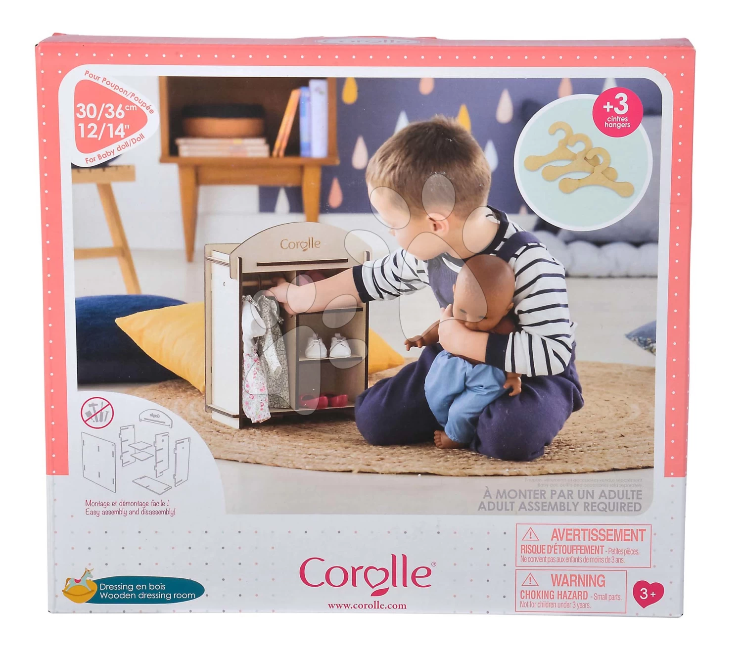 Kleiderschrank Wooden Dressing Room Corolle Für Eine 30-36 Cm Große Puppe Und 3 Holzbügel CO141380 9 Kleiderschrank Wooden Dressing Room Corolle Für Eine 30-36 Cm Große Puppe Und 3 Holzbügel CO141380 – Bild 7