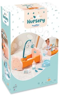 ECOIFFIER Wiege Mit Karussel Baby Bed&Accessories Vert Azur Écoiffier Mit Zubehör Für Eine 30 Cm Große Puppe Ab 18 Monaten ECO1873