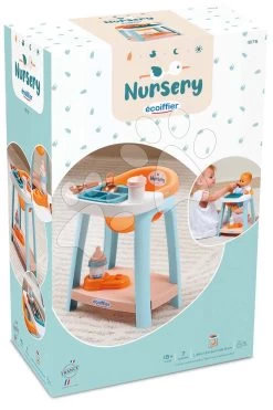 ECOIFFIER Hochstuhl Baby High Chair Vert Azur Écoiffier Mit Zubehör Für Eine 30 Cm Große Puppe Ab 18 Monaten ECO1876