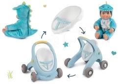 Set Lauflernwagen Und Kinderwagen Mit Bremse Croc Baby Walker Minikiss 3in1 Smoby Und Dinopuppe 30 Cm Mit Sound -Spielzeugpuppen Geschäft 210207set 3 smoby set 1