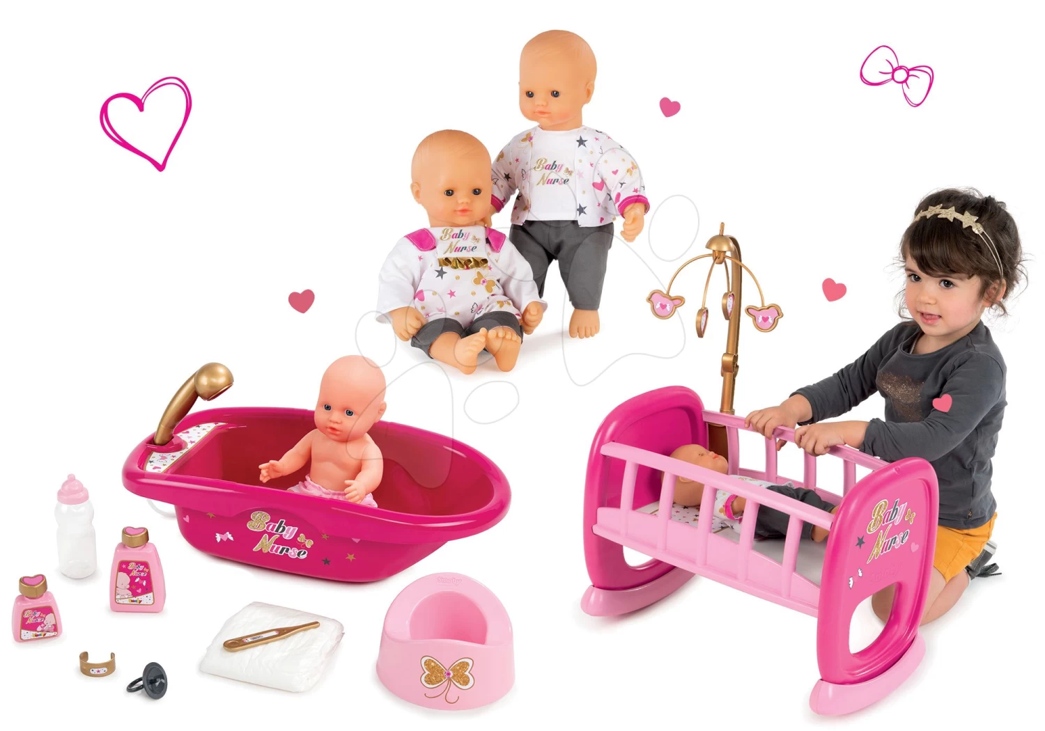 Puppenset Baby Nurse Gold Edition Smoby 32 Cm, Wiege Mit Karussell Und Puppenwanne 18 Puppenset Baby Nurse Gold Edition Smoby 32 Cm, Wiege Mit Karussell Und Puppenwanne – Bild 16