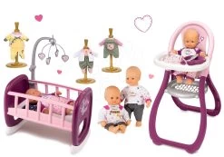 Baby Nurse Gold Edition Smoby Puppenset 32 Cm, Esszimmerstuhl, Wiege Mit Karussell Und 3 Puppenkleider Ab 24 Monaten -Spielzeugpuppen Geschäft 220100set 5 smoby set