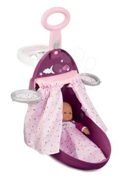 Set Wickelkoffer Mit Puppenbett Und Stuhl Violette Baby Nurse Smoby Und Eine 32 Cm Große Puppe Mit Einer Trage Und Einer Milchflasche