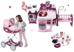 Violette Baby Nurse Large Doll's Play Center Smoby Und Puppenwagen Deep Big Violette Für 42 Cm Puppe -Spielzeugpuppen Geschäft 220349set 31 smoby set