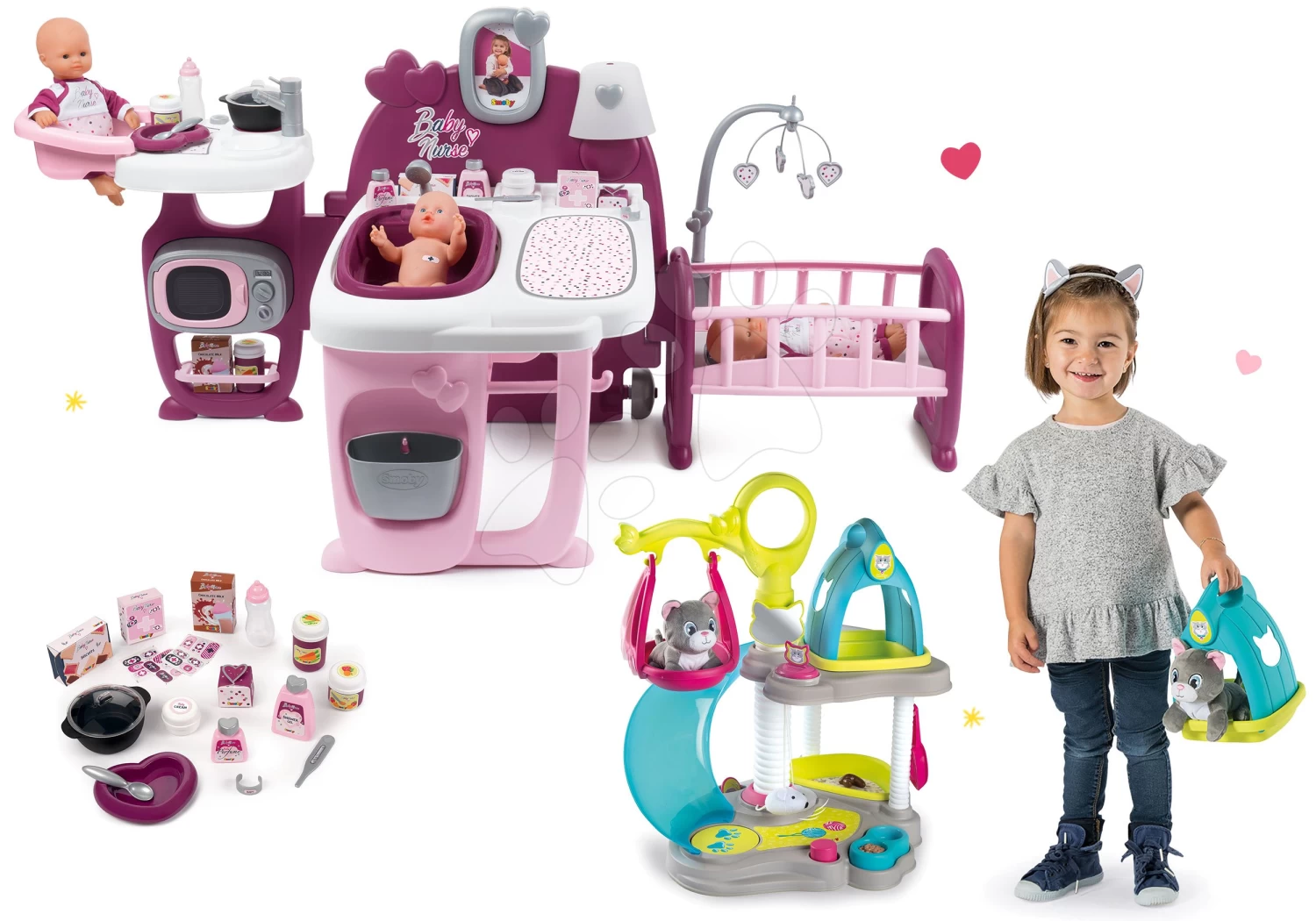 Violette Baby Nurse Large Doll's Play Center Smoby Und Ein Katzenhaus Mit Schaukel Und Rutsche 8 Violette Baby Nurse Large Doll's Play Center Smoby Und Ein Katzenhaus Mit Schaukel Und Rutsche – Bild 6