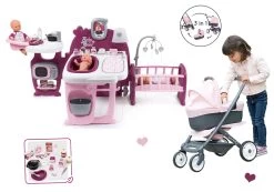 Puppenhaus-Set Violette Baby Nurse Large Doll's Play Center Smoby Und Puppenwagen Dreierkombination Powder Pink 3in1 Maxi Cosi&Quinny