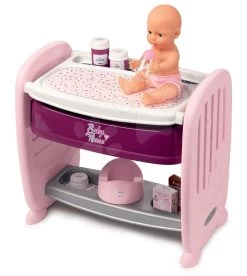 Set Puppenbett Mit Wickeltisch Violette Baby Nurse 2in1 Smoby Mit Pinkelpuppe Und Ein Tiefer Puppenwagen