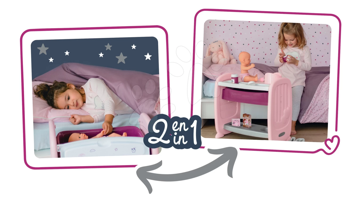 Set Puppenbett Mit Wickeltisch Violette Baby Nurse 2in1 Smoby Und Mit Einem Tiefen Puppenwagen Und Einer Trage 11 Set Puppenbett Mit Wickeltisch Violette Baby Nurse 2in1 Smoby Und Mit Einem Tiefen Puppenwagen Und Einer Trage – Bild 9