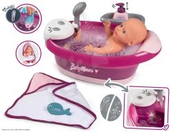 Set Badewanne Mit Fließendem Wasser Elektronisch Violette Baby Nurse Smoby Mit Tiefem Puppenwagen -Spielzeugpuppen Geschäft 220362 h smoby vanicka 2