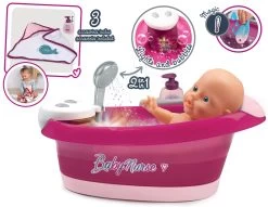 Set Badewanne Mit Fließendem Wasser Elektronisch Violette Baby Nurse Smoby Mit Puppen-Tragetasche Und Esszimmerstuhl -Spielzeugpuppen Geschäft 220362 q smoby vanicka 4