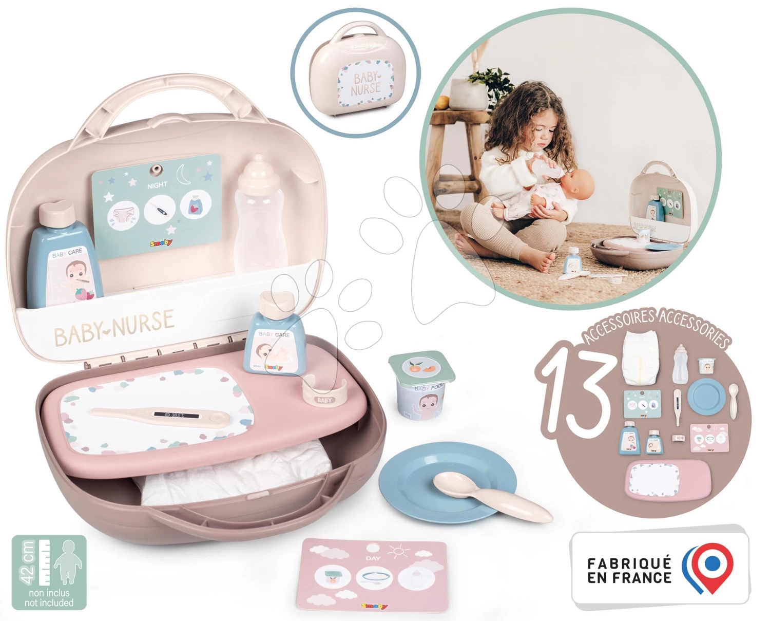 Wickelzubehör Im Köfferchen Vanity Natur D'Amour Baby Nurse Smoby Für Eine Puppe Mit 13 Zubehör SM220367 3 Wickelzubehör Im Köfferchen Vanity Natur D'Amour Baby Nurse Smoby Für Eine Puppe Mit 13 Zubehör SM220367