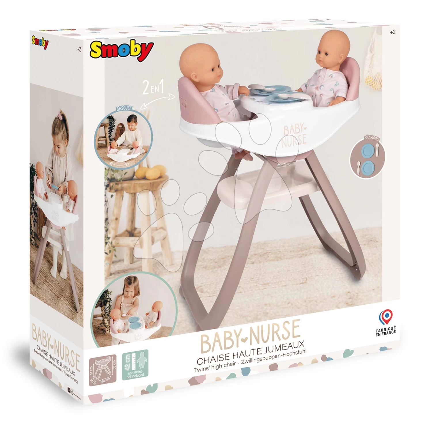 Esszimmerstuhl Für Zwillinge Twin Highchair 2in1 Natur D'Amour Baby Nurse Smoby Für 42 Cm Große Puppen Mit 4 Zubehörteilen Ab 24 Monaten 13 Esszimmerstuhl Für Zwillinge Twin Highchair 2in1 Natur D'Amour Baby Nurse Smoby Für 42 Cm Große Puppen Mit 4 Zubehörteilen Ab 24 Monaten – Bild 11