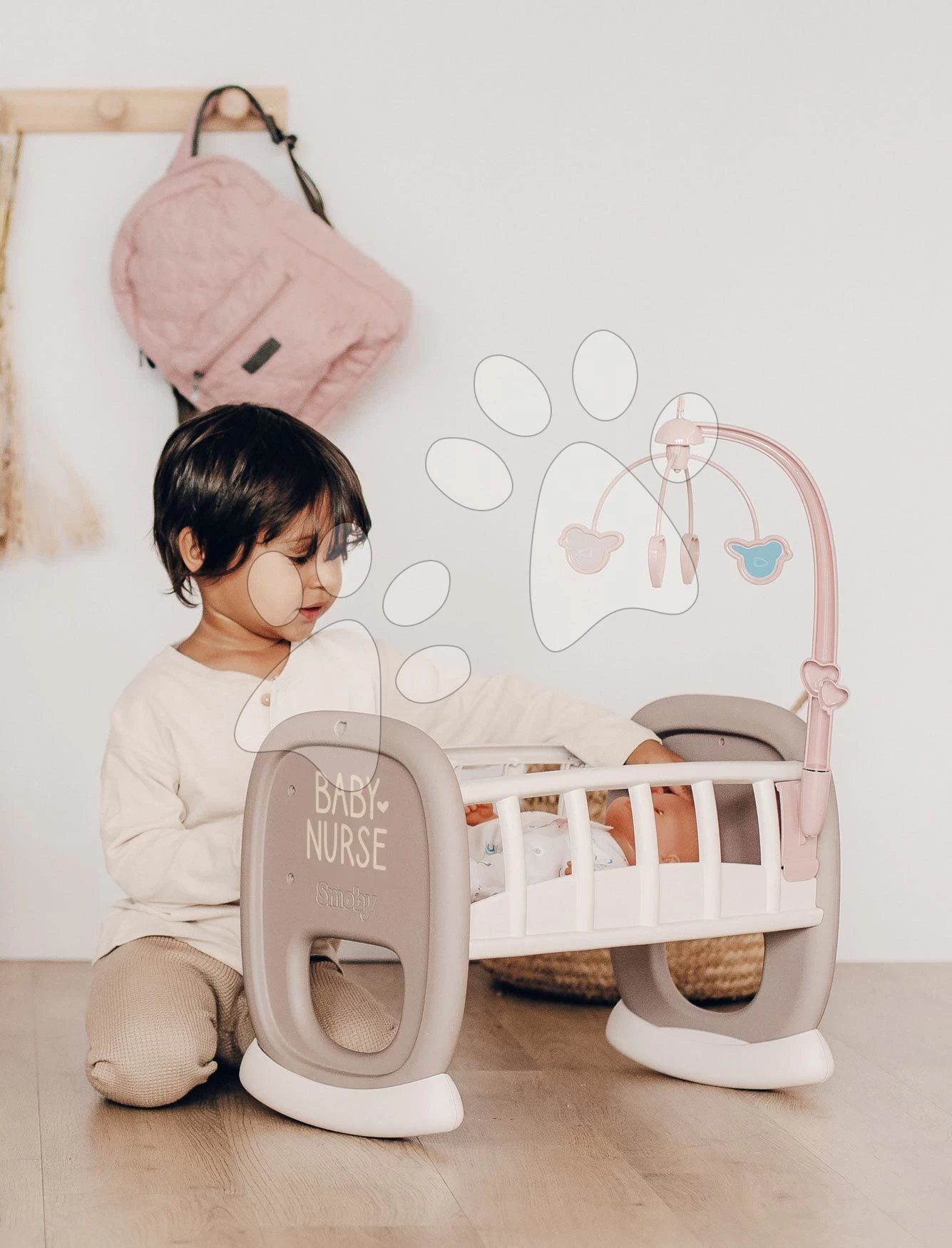 Wiege Mit Karussell Baby´s Cot Natur D'Amour Baby Nurse Smoby Für 42 Cm Puppe Ab 18 Monaten SM220372