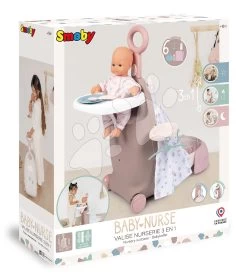 Wickelköfferchen Auf Rädern Suitcase 3in1 Natur D'Amour Baby Nurse Smoby Mit Kinderbett Und Esszimmerstuhl 6 Zubehör Ab 18 Monaten -Spielzeugpuppen Geschäft 220374 o smoby kufrik