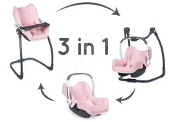 Set Esszimmerstuhl Mit Autositz Und Schaukel Powder Pink Maxi Cosi&Quinny Smoby Und Baby Nurse Puppe Mit Krippe -Spielzeugpuppen Geschäft 240235 a smoby 3kombinacia
