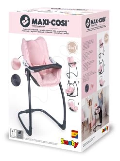 Set Esszimmerstuhl Mit Autositz Und Schaukel Powder Pink Maxi Cosi&Quinny Smoby Und Puppe Violette Baby Nurse -Spielzeugpuppen Geschäft 240235 f smoby 3kombinacia 2