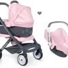 Set Kinderwagen Dreierkombination Powder Pink 3in1 Maxi Cosi&Quinny Smoby Und Autositz