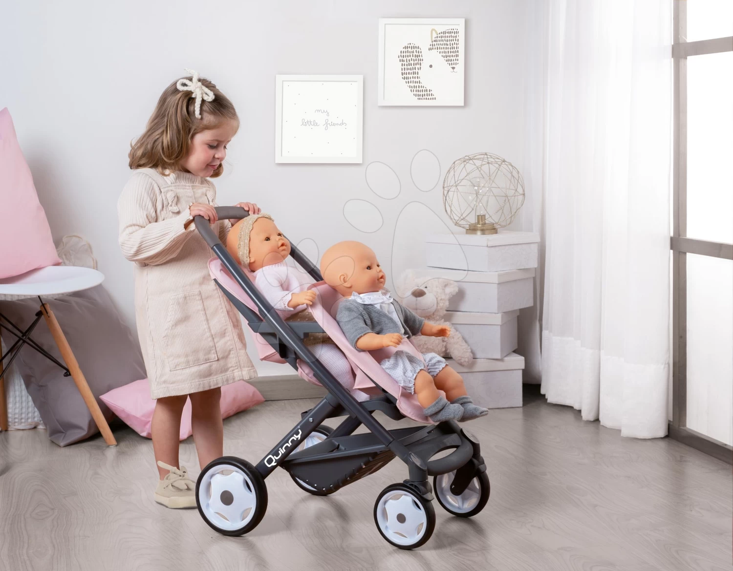 Puppenwagen Für Zwillinge Powder Pink Maxi Cosi&Quinny Smoby Mit Sicherheitsgurt Für 42 Cm Große Puppen 5 Puppenwagen Für Zwillinge Powder Pink Maxi Cosi&Quinny Smoby Mit Sicherheitsgurt Für 42 Cm Große Puppen – Bild 3