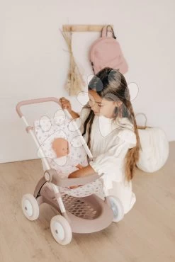 Kinderwagen Mit Textilbezug Pushchair Natur D'Amour Baby Nurse Smoby Für Eine 42 Cm Große Puppe, Griffhöhe 58 Cm Ab 18 Monaten SM254018