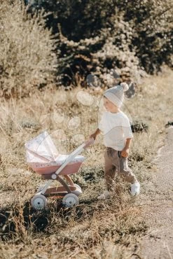 Kinderwagen Mit Textilbezug Pram Natur D'Amour Baby Nurse Smoby Für Eine 42 Cm Große Puppe, Griffhöhe 58 Cm Ab 18 Monaten SM254118 -Spielzeugpuppen Geschäft 254118 c smoby kocik