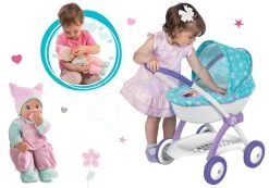 Set Tiefer Puppenwagen Für 42 Cm Puppe Frozen Disney Smoby Und Minikiss-Puppe Mit Sound Und Schnuller -Spielzeugpuppen Geschäft 254146set 2 b smoby set