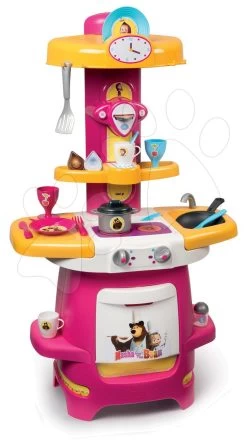 SMOBY Baby Nurse Gold Edition Puppenwickelwagen-Set Mit Kinderbett, Puppe 32 Cm Und Küche Mascha Und Der Bär Ab 18 Monaten -Spielzeugpuppen Geschäft 310710 a smoby kuchynka