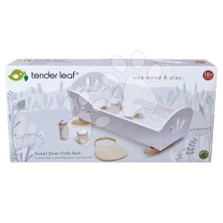 Wiege Aus Holz Schwan Sweet Dreams Dolly Bed Tender Leaf Toys Für Eine 36 Cm Große Puppe Mit Textilkissen Und Bettdecke TL8106 -Spielzeugpuppen Geschäft tl8106 g tender leaf postielka